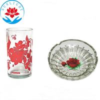Usine Pas Cher Imprimé Verre Jus Tasse Verrerie 9-Pack Grande Tasse Personnalisé Pinte Imprimé Verre et Cristal Clair Vintage Cendrier Ensemble