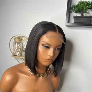 My Dream Hair 150% 4*4 Silk straight BOB style Human Hair Wig Pre-Plucked transparent Wholesale Brazilian Human Hair For Women