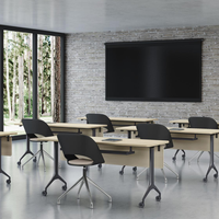 Bureau pliable en aluminium élégant et mobile avec roulettes verrouillables et étagère rabattable pour salles de conférence et de formation, table de réunion