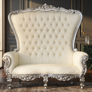 Enterenprise C006 Midcentury Style Tufted Sofa <b>Bed</b> Ball Chair Loveseat Silver <b>Frame</b> Fabric Upholstery Bedroom/Living Room - Product Image 1