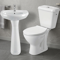 Ensemble Complet de 5 Pièces de Sanitaires de Salle de Bain en Céramique à Prix Économique avec Toilette et Lavabo sur Pied, Fournisseur Indien