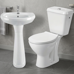 Cheap Price Economic Ceramic Sanitary Ware Bathroom 5 Pcs Complete Set With Toilet and Pedestal Basin From Indian Supplier - Product Image 5