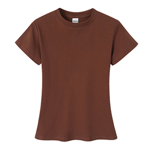 T-shirt à manches courtes en coton 230g pour femme, col rond, coupe ajustée, taille cintrée, imprimé personnalisable, élégant, pour l'été - Product Image 6