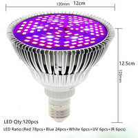 SANYIBA 80W Ampoule LED à spectre complet pour plantes 120LED E26/E27 IP65 pour application Bloom