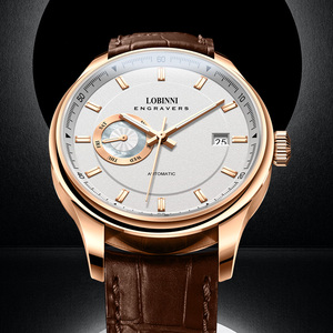 Reloj Mecánico Automático Azul para Hombre, Caja de Acero Inoxidable, Correa de Cuero, Cristal de Zafiro, Resistente al Agua 5BAR, Shanghái - Product Image 1