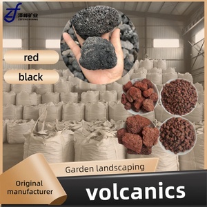 Pierre volcanique naturelle en gros - <span class=keywords><strong>Roche</strong></span> de lave pour aménagement paysager, décoration d'aquarium, plantes, silicate rouge/noir, sac de 25 kg - Product Image 2