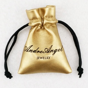 Bolsas de Embalaje de Joyería de Cuero PU con Logotipo Personalizado de Lujo, Bolsa con Cordón para Regalo de Joyería - Product Image 1