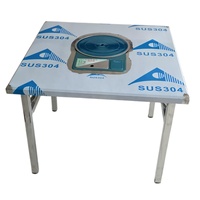 Table de cuisson pliante en acier inoxydable pour barbecue Tables perforées Table de cuisinière au butane intégrée pour restaurant et usage domestique