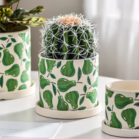 Pot de fleurs en céramique, motif elliptique de dessin animé mignon, écologique, durable, émaillé, avec trou de drainage, moderne, pour jardin