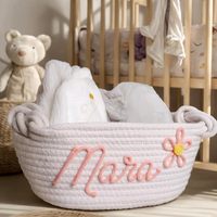 Moderner Rustikaler Baumwoll-Spielzeugkorb Neugeborenen-Geschenk Baby- & Haustier-Spielzeug-Aufbewahrungsbox Personalisiertes Weihnachts- und Geburtstagsgeschenk