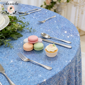 <span class=keywords><strong>Nappe</strong></span> bleue irisée en velours à paillettes de qualité supérieure, idéale pour les mariages, les baby showers, les banquets et les événements haut de gamme - Product Image 4