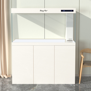 Bể cá kính siêu trắng với đèn LED và hệ thống lọc nước, kích thước lớn, điều khiển thông minh, phù hợp với phòng khách - Product Image 1
