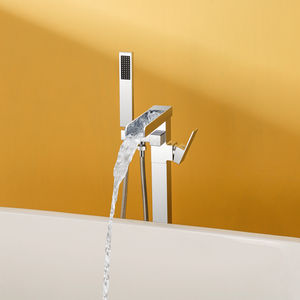 Juego De Grifo De Baño De Soporte Sin Suelo Grifo De <span class=keywords><strong>Banera</strong></span> Bañera Mezclador De <span class=keywords><strong>Ducha</strong></span> Baño Latón Cromado Moderno Contemporáneo - Product Image 5