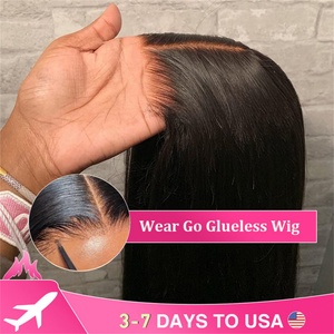 Peluca de Cabello Humano con Frente de Encaje HD, Pelucas sin Pegamento Listas para Usar, Cabello Humano Virgen Indio con Cutícula Alineada para Mujeres Negras - Product Image 3