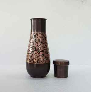 Pure Quality <b>Copper</b> Water <b>Bottle</b> with Leaf Design Leak Proof Healthy <b>Drinking</b> Vessel for Daily Hydration Available at Best Price - Product Image 1