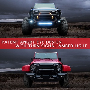 N2 - <span class=keywords><strong>Calandre</strong></span> <span class=keywords><strong>Jeep</strong></span> <span class=keywords><strong>Angry</strong></span> Face 2022 avec clignotant ambre et lumière de griffe incluses pour les séries JK / JL / TJ - Product Image 6