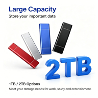 قرص صلب خارجي محمول USB 3.2 بسعة 1 تيرابايت و2 تيرابايت مع منفذ Type-C وشعار مخصص، الجيل الثاني من أقراص SSD