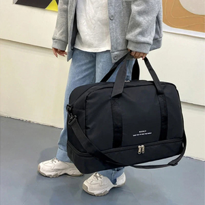 Travel Waterproof Duffel Gym Tote Bag Carry on Overnight for Women with Trolley Sleeve Wet Pocket - Product Image 2