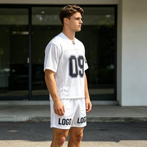 Conjuntos de camisetas deportivas para hombre, cuello en V deportivo, 100% poliéster, transpirable, tejido, para verano, con estampado de números. - Product Image 2