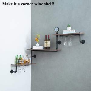 Estante para Botellas de Vino de Pared, Esquinero, de 3 Niveles, Flotante, Pequeño, <span class=keywords><strong>Mini</strong></span> Bar, Estantes para Licores con Soporte para Copas, Almacenamiento Debajo - Product Image 3