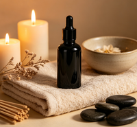 Flacon compte-gouttes en verre noir de 30 ml (1 oz) avec impression sérigraphique, pipette pour sérum liquide, pour emballage cosmétique, flacons de sérum d'huile essentielle