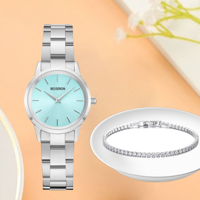 Silver and light blue