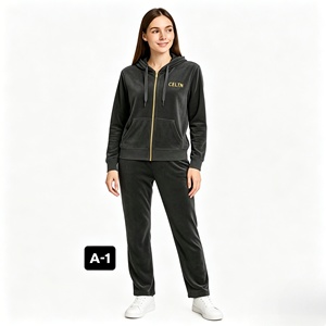 Custom Ultra Soft Fabric <strong>Velvet</strong> <strong>Tracksuit</strong> 2 Piece Embroider logo Sportswear Suit Velour <strong>Tracksuits</strong> for <strong>Women</strong> - Product Image 2