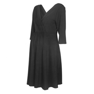 Vestido de maternidad de manga 3/4 para mujer, ropa de embarazo con cuello de pico profundo, ropa de <span class=keywords><strong>lactancia</strong></span>, vestido de fiesta, ropa de <span class=keywords><strong>lactancia</strong></span> elástica suave - Product Image 6