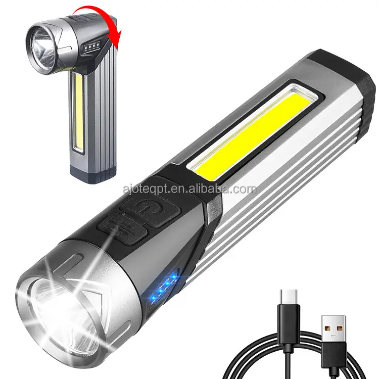 AJOTEQPT Mini USB Magnetic EDC Flashlight 90 Degree LED Work Light With 7 Modes High Lumens Car Repair