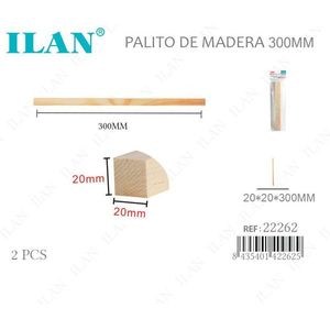 ILAN Asta in Legno Quadrata 20x20x300mm 2 Pezzi per Artigianato e Fai da Te - Product Image 1