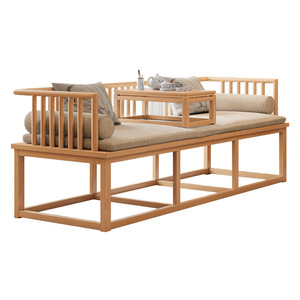 Solid Wood Luohan Bed With <b>Storage</b> Chaise Lounge For Living Room Tea Space - Product Image 4