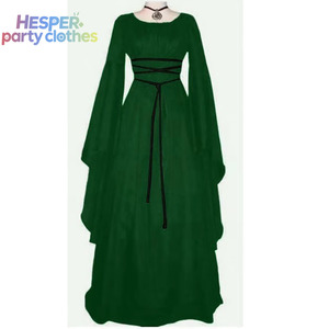 Robe de soirée vintage HESPER pour femme adulte, manches longues, ceinture au cou, coupe irrégulière, tenue de performance de ballet en soie/coton - Product Image 2