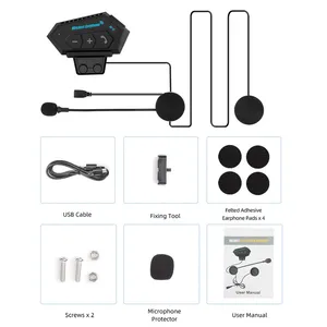 Auriculares Inalámbricos para Casco de Motocicleta BT12, Auriculares para <span class=keywords><strong>Moto</strong></span> 5.0, <span class=keywords><strong>Kit</strong></span> de Llamadas Estéreo <span class=keywords><strong>Manos</strong></span> <span class=keywords><strong>Libres</strong></span>, Auriculares con Gancho para la Oreja - Product Image 4