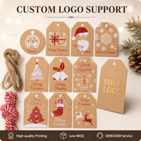 Étiquettes suspendues personnalisées 100 pièces, étiquettes cadeaux de Noël, étiquettes cadeaux en papier kraft brun de Noël, ensemble avec ficelle en jute et ficelle de boulanger rouge et blanche