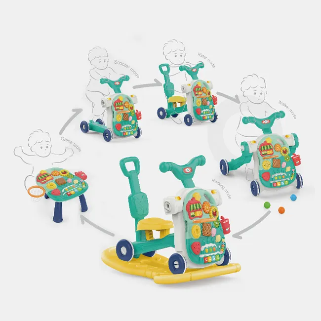 5 IN 1 educational game table rocking horse toys multifunctional push stroller toy baby walker