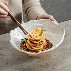 Plato de Cerámica Clásico con Relieve, Ecológico, Blanco, para Platos Fríos, Ensaladas, Pasta, Postres, Filetes, Bandeja para Servir, para Fiestas y Bodas - Product Image 2