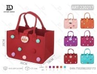 Borsa Tote da Donna in Tessuto Non Tessuto con Decorazione a Bottone, Borsa a Mano Casual, Capacità 3L, Due Manici, Chiusura Aperta - Product Image 1