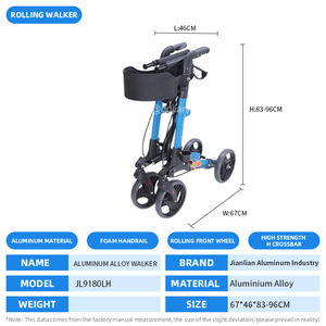 Carrito Plegable de Aluminio Económico de 4 Ruedas, Andadera, Rollator para Compras con Cesta - Product Image 6