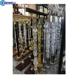 Foshan Professional Manufacturing Acrylic Stair Railing Glass Crystal Post Pillar Railing