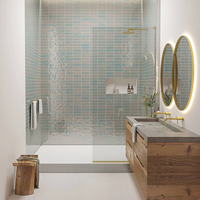 Portes de douche fixes en verre trempé modernes OEM ODM 10 mm sans cadre pour villas et hôtels, cloisons de salle de bain faciles à nettoyer, garantie à vie