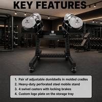 Supports W2065A pour haltères réglables avec roulettes, support de rangement peu encombrant pour haltères, compatible avec les haltères réglables