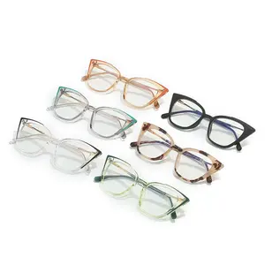 Fashion Transparent Cat Eye Women Glasses Frames Metal Trendy TR90 Anti Blue Light Cateye Eyeglasses Frame Clear Lens Spectacle