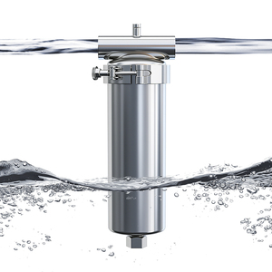 ตัวกรองน้ำสแตนเลส 304 แบบ 1 ขั้นตอน พร้อมไส้กรองคาร์บอนกัมมันต์และ PP ขนาด 10x4.5 นิ้ว ทำความสะอาดง่าย - Product Image 1