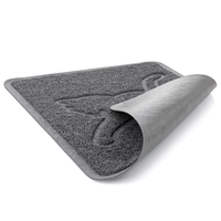 Tapis de nettoyage pliable en PVC écologique pour chiens, chats et petits animaux, antidérapant, gris, lavable à la main, style dessin animé, pour aliments pour animaux de compagnie