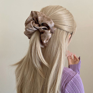 Accessoires pour cheveux en soie florale pour femmes, élastiques à cheveux surdimensionnés et bandeaux, grands chouchous, imprimé tendance en satin pour filles - Product Image 2