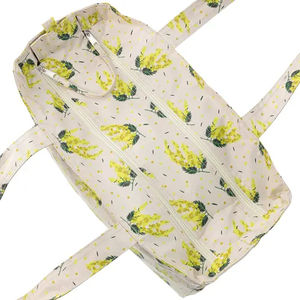 Sac à déjeuner pliable imperméable toutes saisons avec fermeture éclair, motif Mimosa, sac à main portable pour femme, capacité 3L+ - Product Image 4