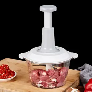 Plastic Pp Onion Veggie Vegetable Slicer Cutter Manual Push Hand Meat Chopper with Clear Storage Color Box