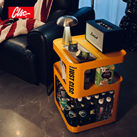 Table basse rotative en fer CLSC avec étagère, rangement mobile pour collations et boissons, design industriel, mobilier de salon