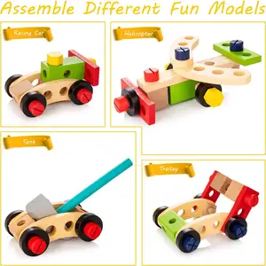 2023 Hot Bán Tool Kit cho trẻ em 36 cái bằng gỗ Toddler công cụ thiết lập bao gồm hộp công cụ Montessori giáo dục STEM xây dựng đồ chơi