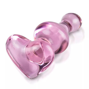 Petit jouet sexuel artisanal en verre transparent en forme de coeur pour femmes - Product Image 4